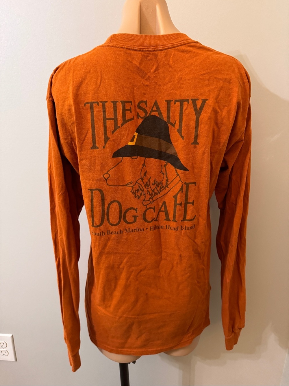 The Salty Dog Cafe Hanes Beefy T Pilgrim Thanksgiving Shirt Orange Medium